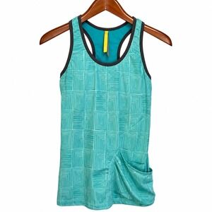 Lole Women Teal Geometric Racerback Active Tank Top LSW0546 Small